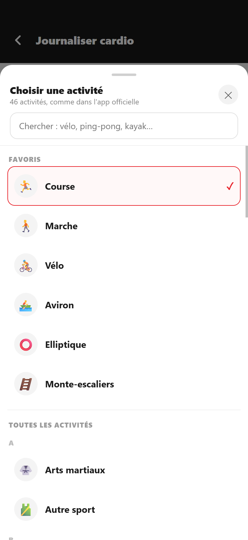 46 activités, pas juste la course