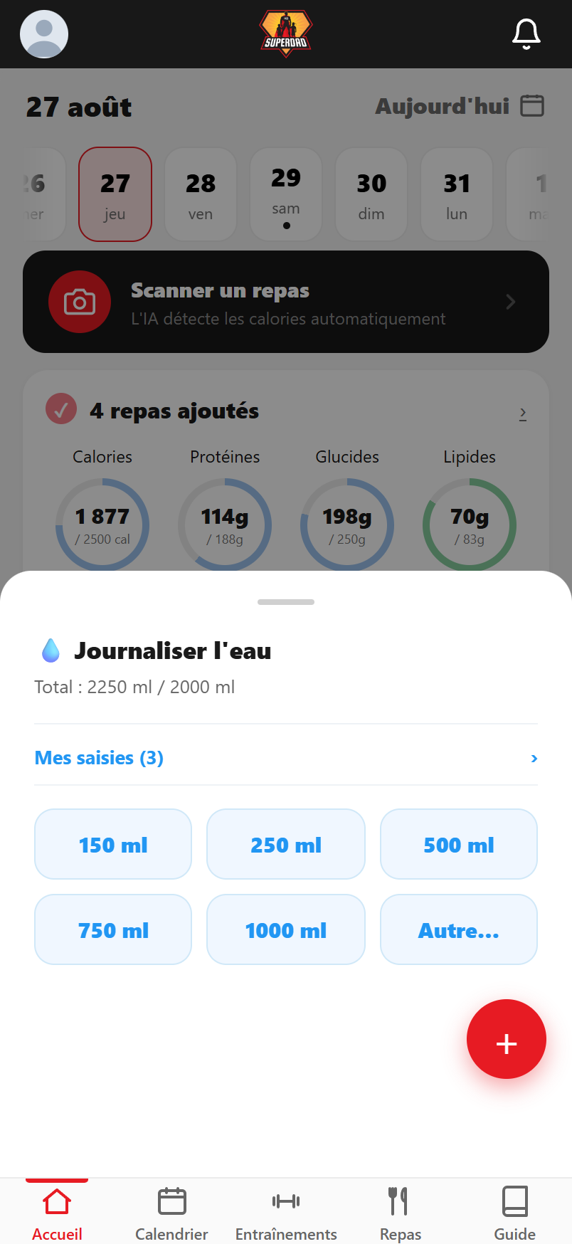 Ajoute un verre en un geste