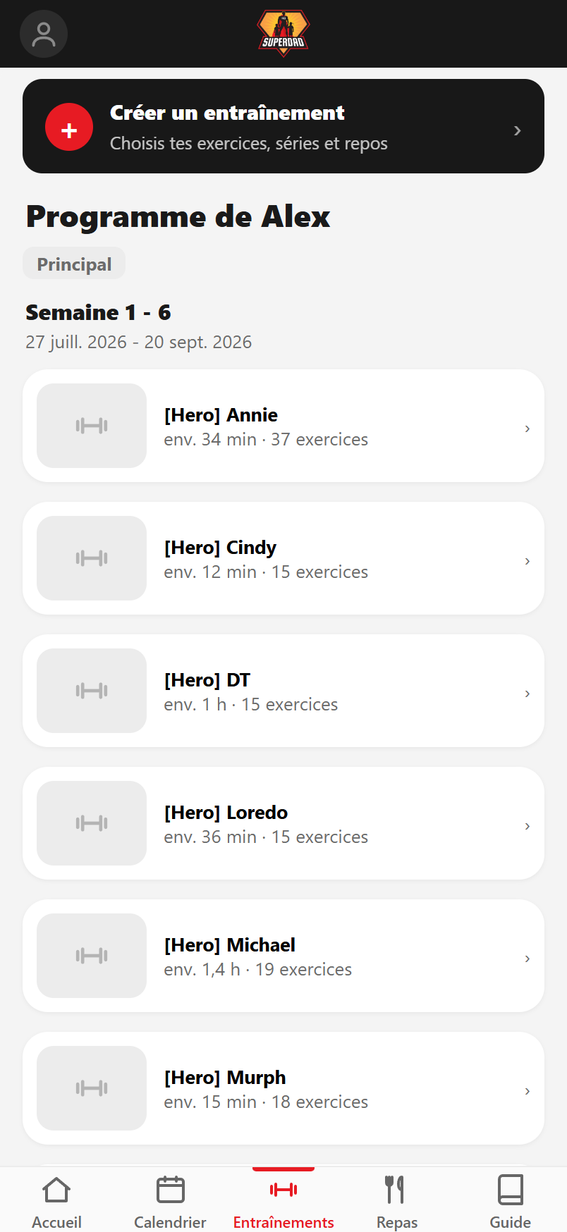 Toutes tes séances au même endroit