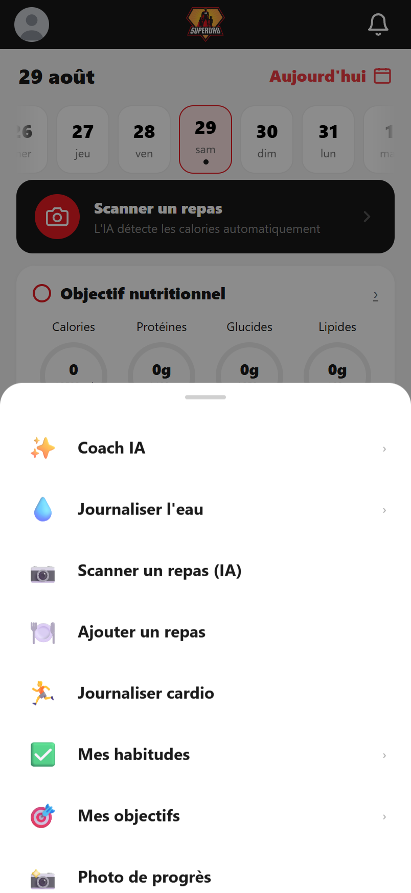 Tes habitudes sont sous le bouton +