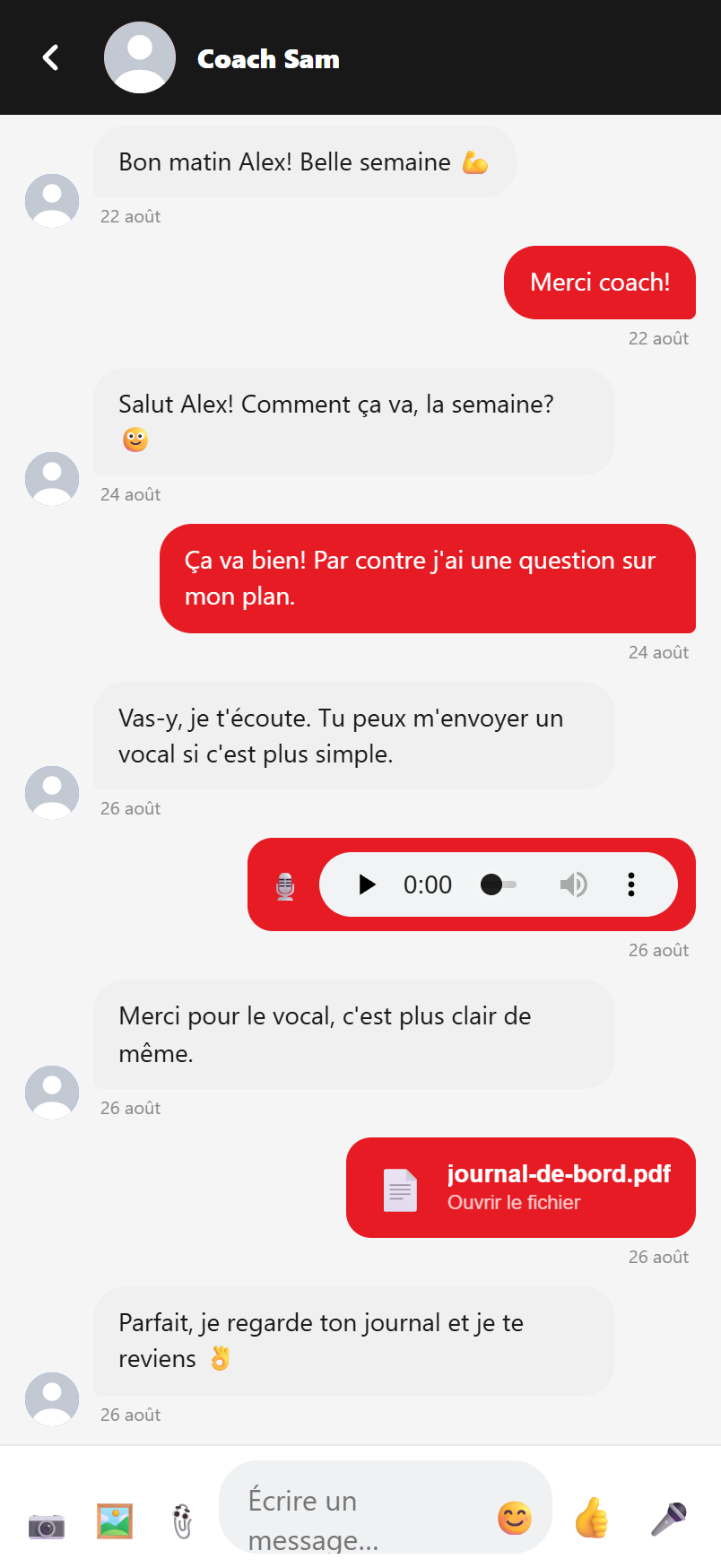 Photo, fichier, message vocal