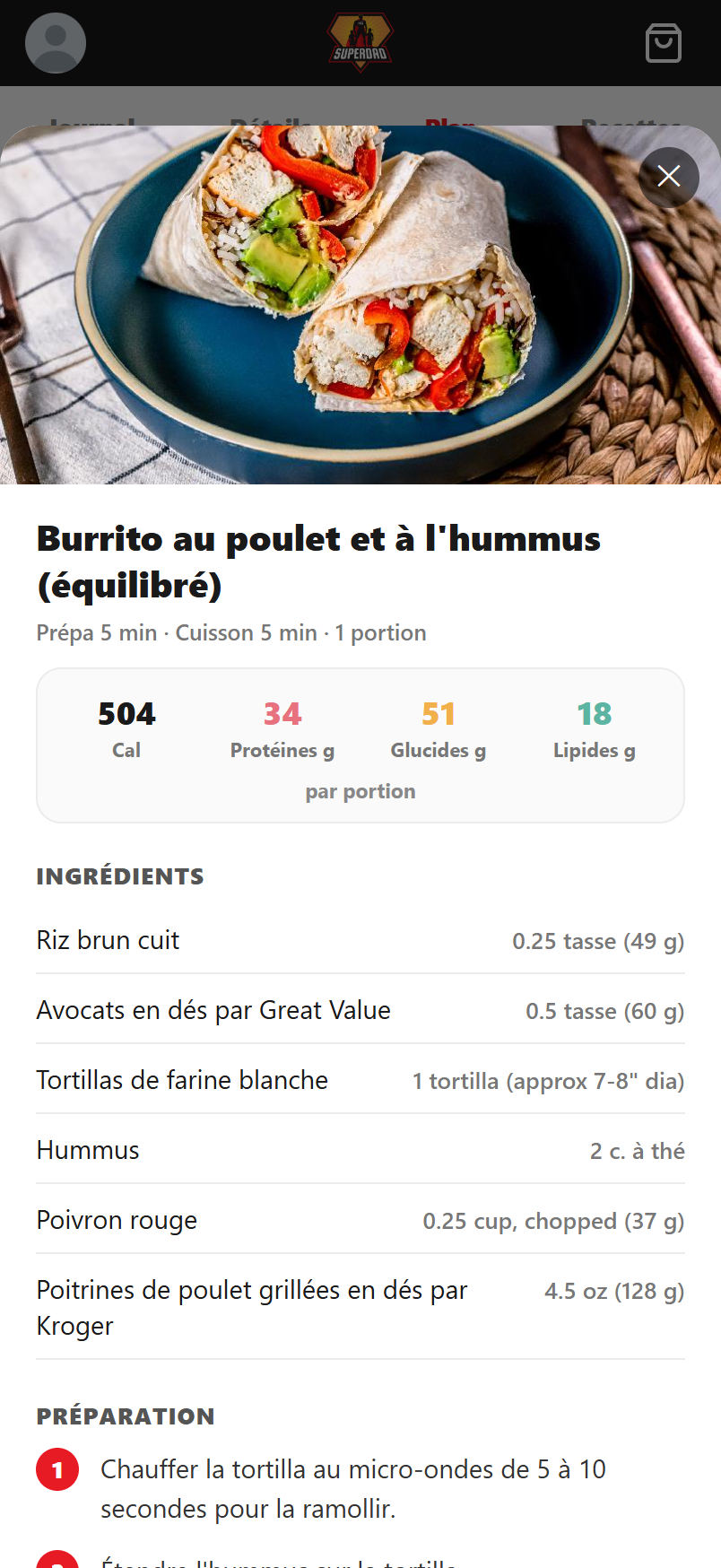 La recette au complet, en français