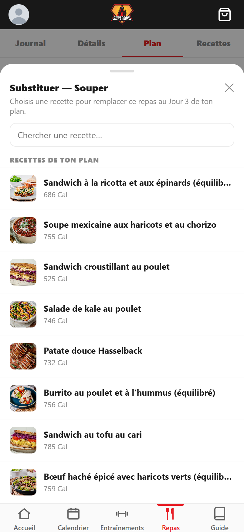 Pas envie de ce repas ? Substitue-le