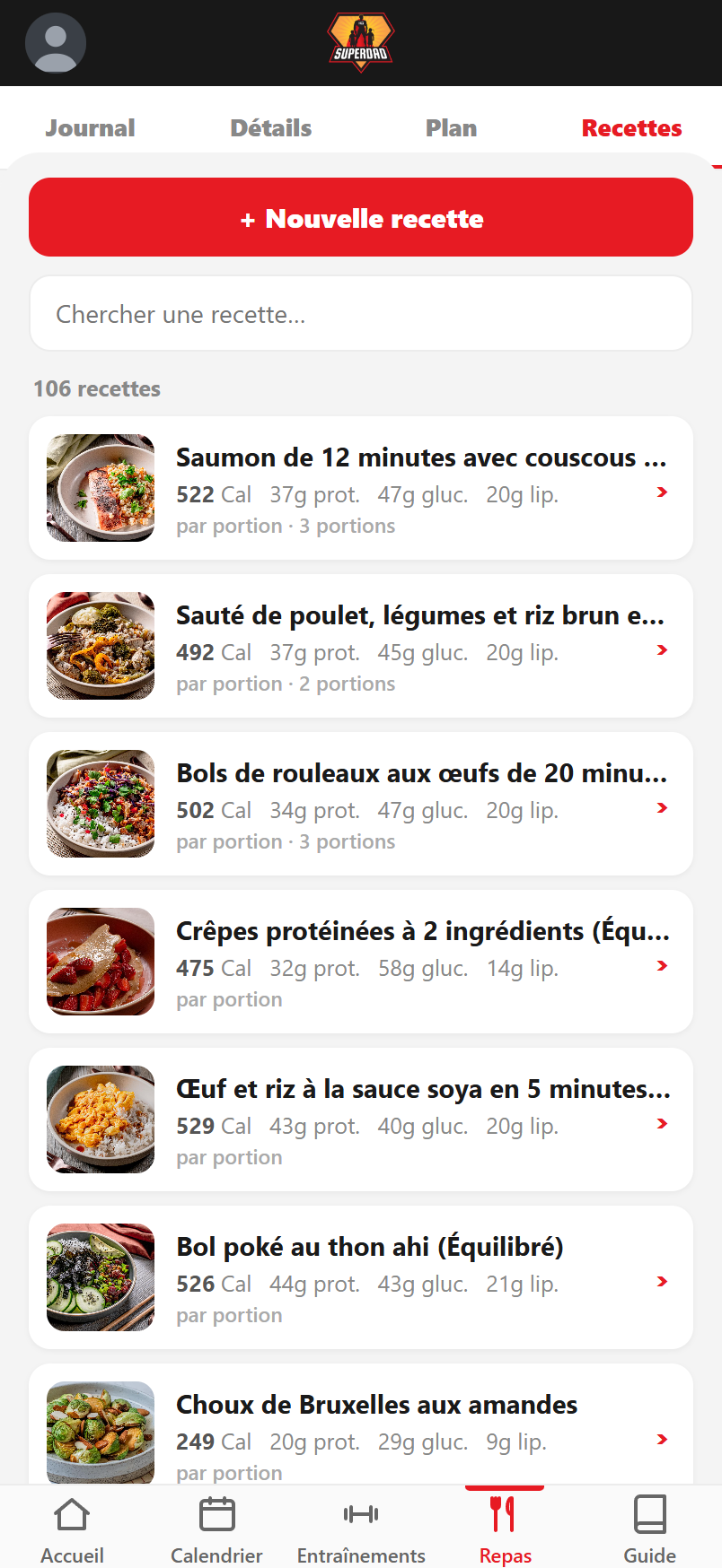 Le catalogue de recettes