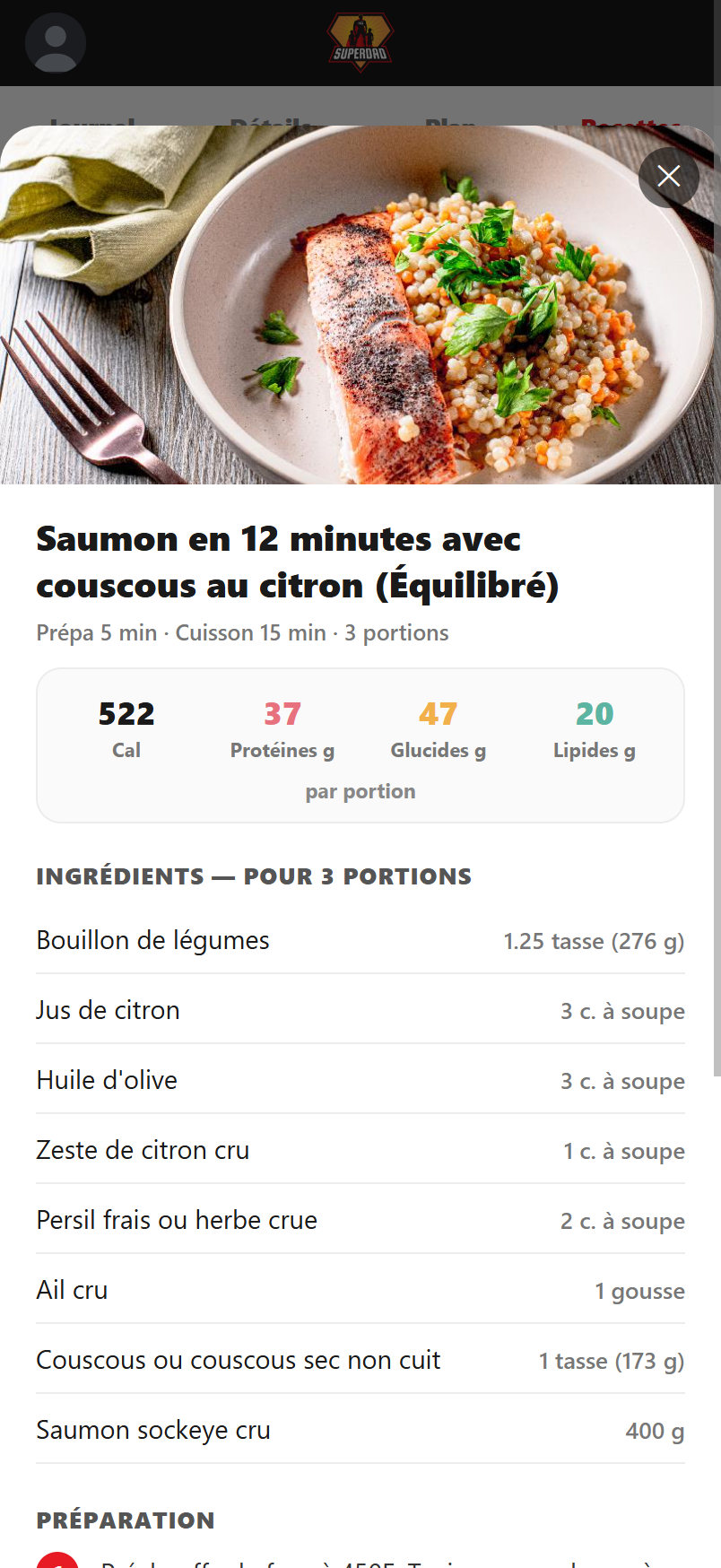 Les calories sont par portion
