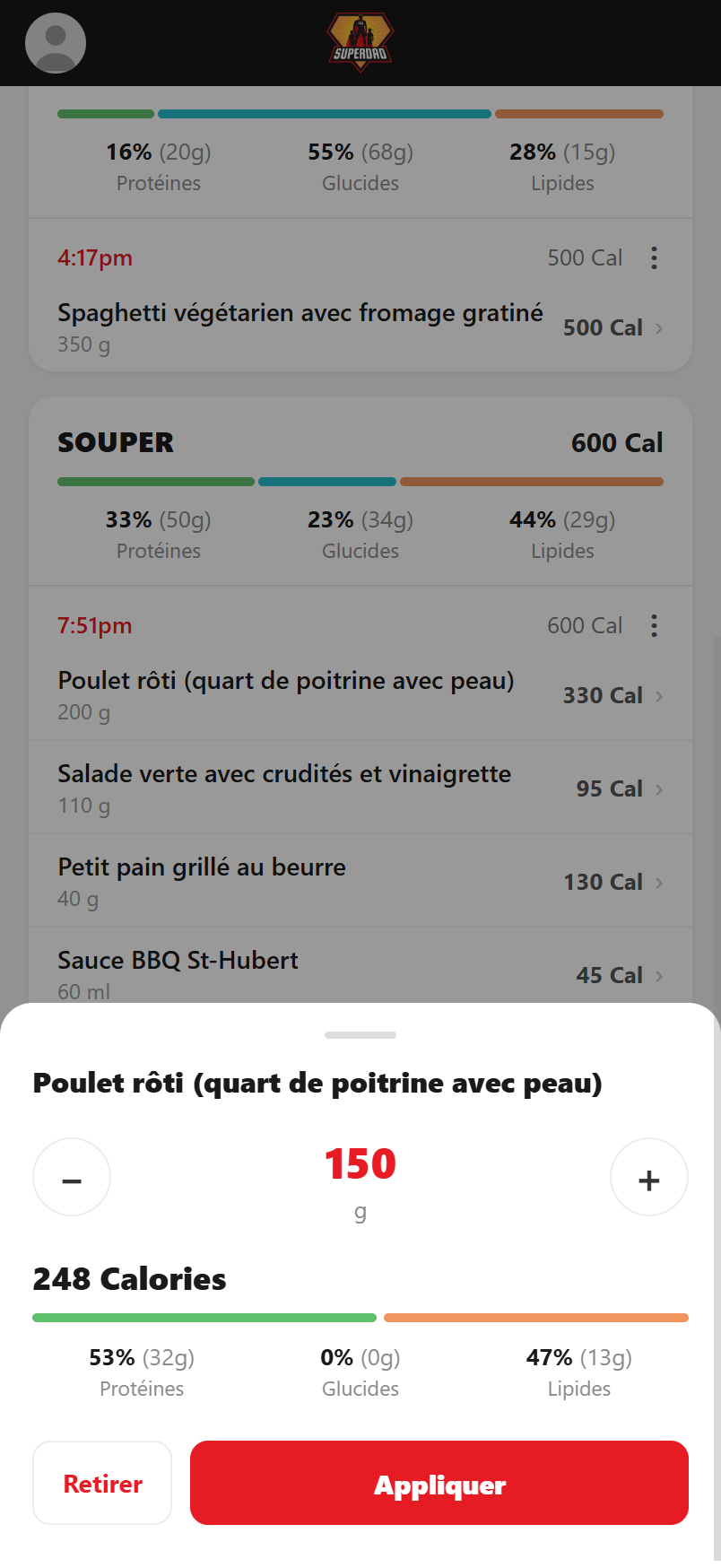 Ajuste la portion, les calories suivent