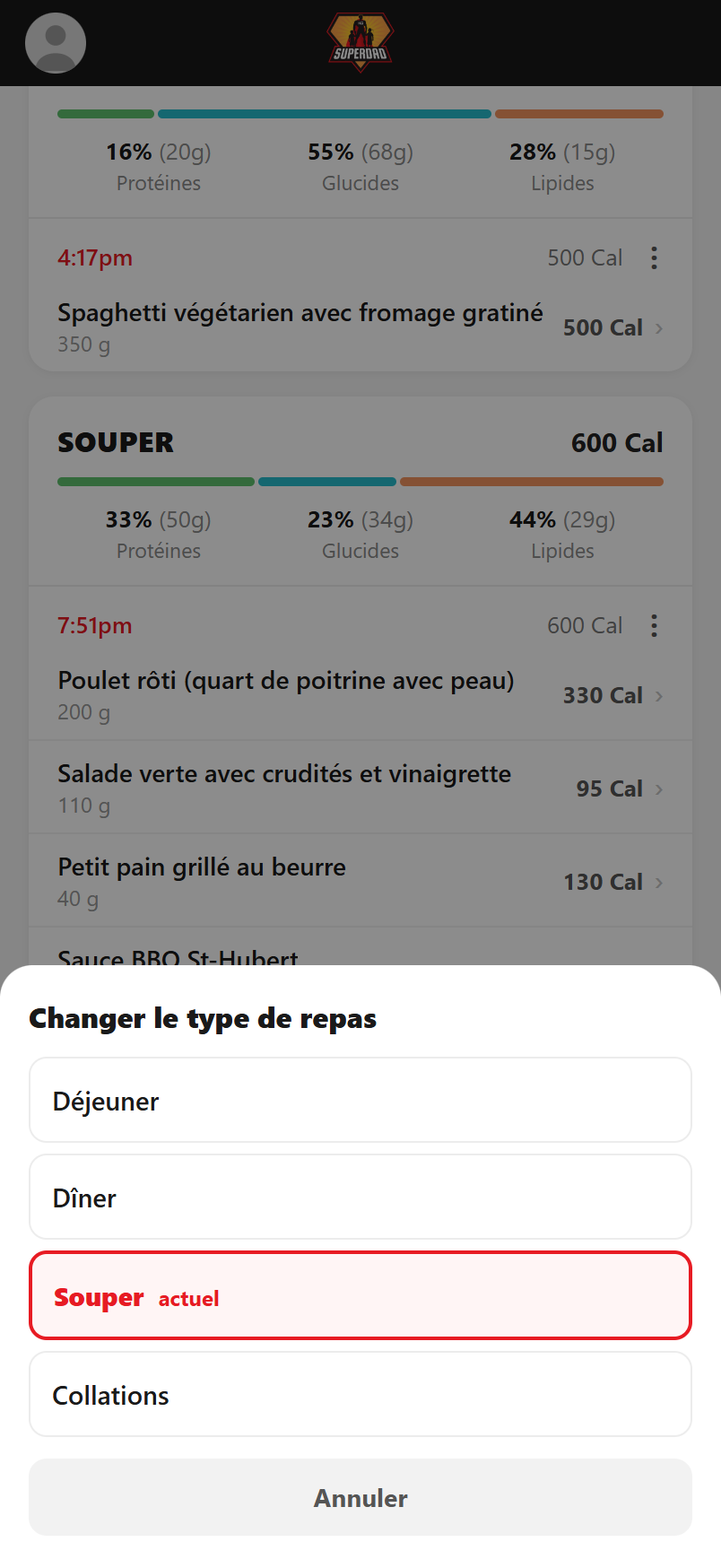 Ta collation s'est ramassée dans le déjeuner