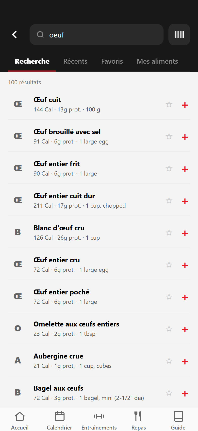 Cherche ton aliment en français