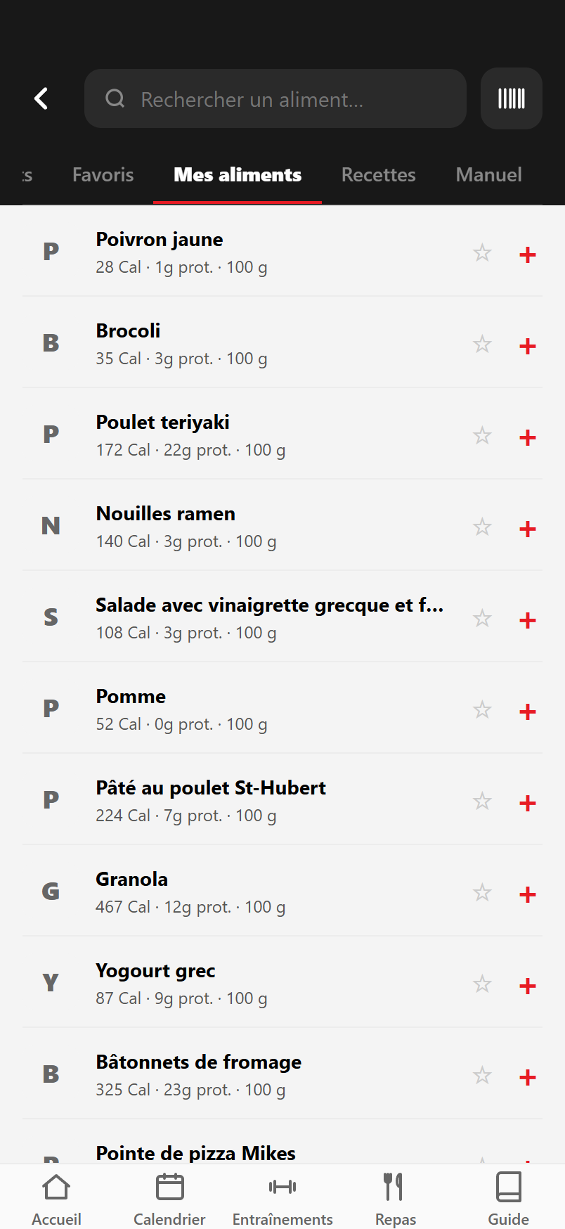 Mes aliments : ta propre bibliothèque